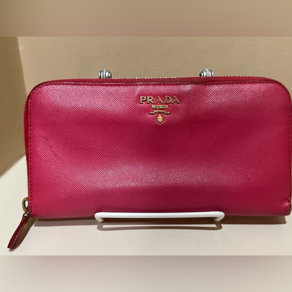 Prada Pink Saffiano Long Zip Wallet - Picture 1 of 13